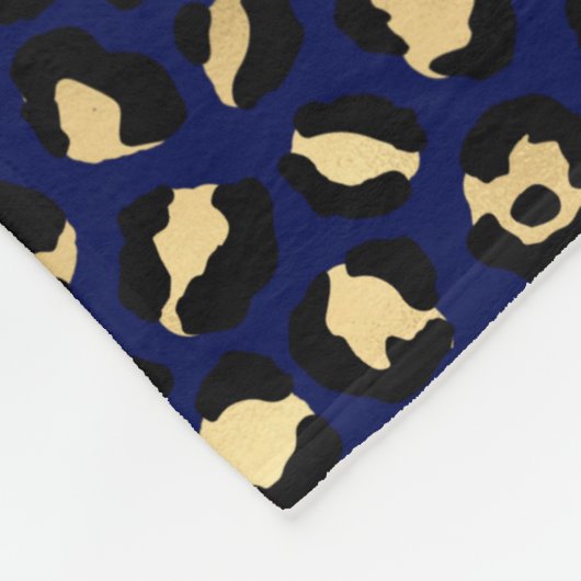 Stilvolle Royal Blue and Gold Foil Leopard Spots Fleecedecke (Ecke)