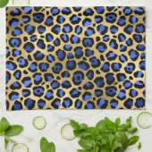 Stilvolle Royal Blue and Gold Foil Leopard Spots Geschirrtuch (Gefaltet)