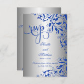 Stilvolle Royal Blue and Silver Wirbel UAWG RSVP Karte (Vorne/Hinten)