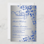 Stilvolle Royal Blue and Silver Wirbel Wedding Einladung (Vorderseite)