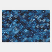 Stilvolle Royal Blue Dragon & Mermaid Scales Glitz Geschenkpapier Set (Vorderseite)