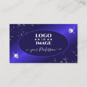 Stilvolle Royal Blue Glitzer Stars Diamonds Logo h Visitenkarte (Vorderseite)