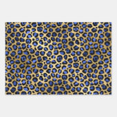 Stilvolle Royal Blue & Gold Foil Leopard Spots Geschenkpapier Set (Vorderseite 2)