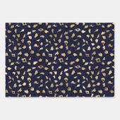 Stilvolle Royal Blue & Gold Foil Leopard Spots Geschenkpapier Set (Vorderseite)