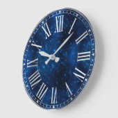 Stilvolle Royal Blue Shimmer Glitzer Glam Pattern Große Wanduhr (Winkel)