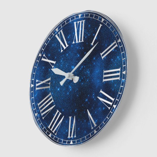 Stilvolle Royal Blue Shimmer Glitzer Glam Pattern Große Wanduhr (Winkel)