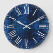 Stilvolle Royal Blue Shimmer Glitzer Glam Pattern Große Wanduhr (Vorderseite)