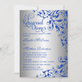 Stilvolle Royal Blue Silver Wirbel Probe Dinner Einladung (Vorderseite)