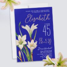 Stilvolle Royal Blue White Lily Blume Woman Bday