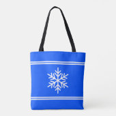 Stilvolle Royal Blue White Racing Stripes Snowflak Tasche (Rückseite)