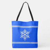 Stilvolle Royal Blue White Racing Stripes Snowflak Tasche (Rückseite)