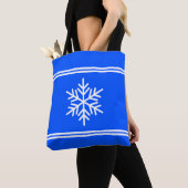 Stilvolle Royal Blue White Racing Stripes Snowflak Tasche (Von Nahem)