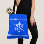 Stilvolle Royal Blue White Racing Stripes Snowflak Tasche (Von Nahem)