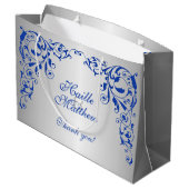 Stilvolle Royal Blue Wirbel Große Geschenktüte (Rückseite Schrägansicht)