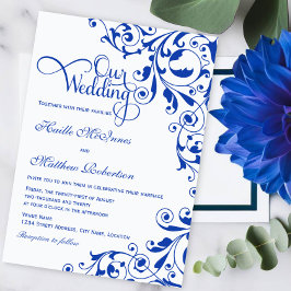 Stilvolle Royal Blue Wirbel Wedding Einladung