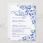 Stilvolle Royal Blue Wirbel Wedding Einladung (Vorderseite)