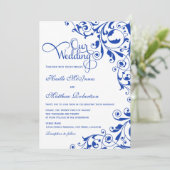 Stilvolle Royal Blue Wirbel Wedding Einladung (Stehend Vorderseite)