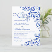 Stilvolle Royal Blue Wirbel Wedding Einladung (Stehend Vorderseite)