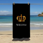 Stilvolle Royal Crown Name Black Strandtuch