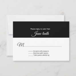 Stilvolle RSVP-Karte für Schwarz/Weiß-Hochzeit RSVP Karte