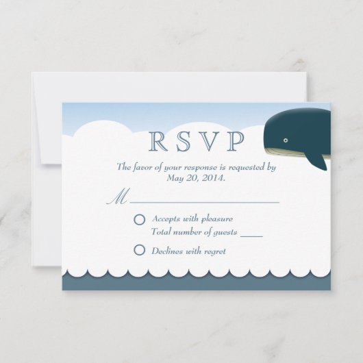 Stilvolle RSVP-Karte für Whale Wedding RSVP Karte (Vorderseite)