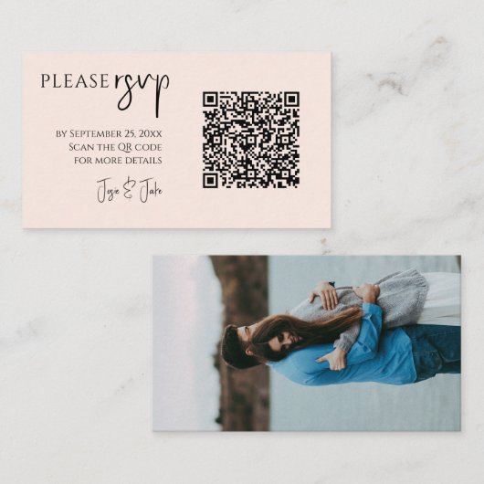 Stilvolle RSVP-Karte mit Ihrem Foto und QR-Code Begleitkarte (Vorne/Hinten)