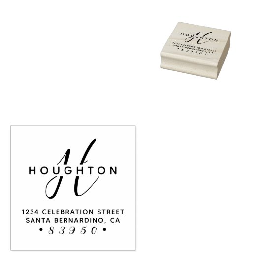 Stilvolle Rücksendeadresse für Monogramm-Skriptfam Gummistempel (Stempel)