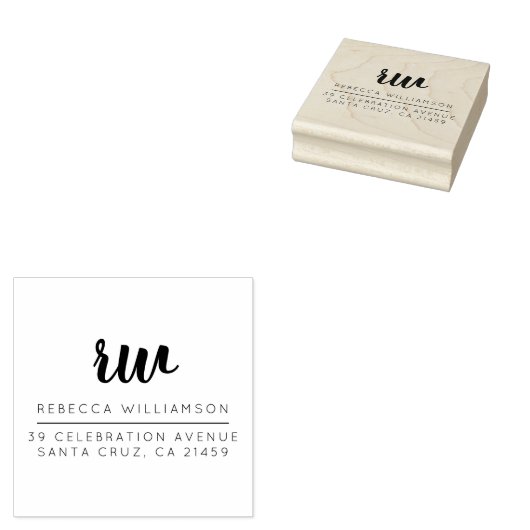 Stilvolle Rücksendeadresse für Monogramm-Skriptnam Gummistempel (Stempel)