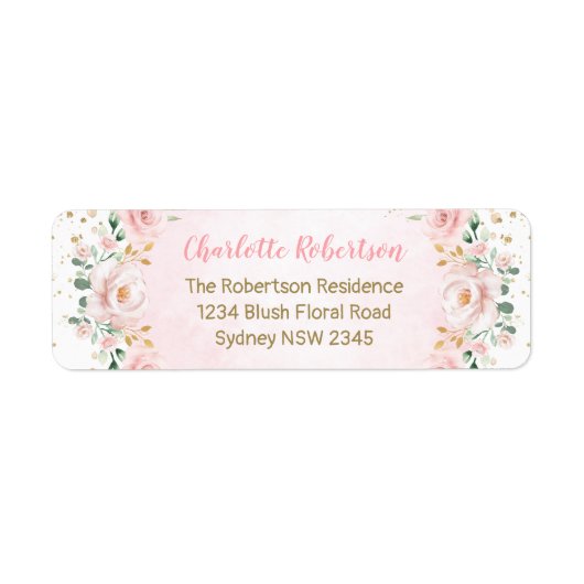 Stilvolle Rücksendeadresse Watercolor Blush (Vorne)