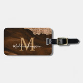 Stilvolle Rust Gold Agate Geode Monogram Gepäckanhänger (Vorderseite horizontal)