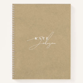 Stilvolle Rustic Kraft Signature Script Monogram Notizblock
