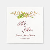 Stilvolle Rustikale Antler & Wildblumen Hochzeit Serviette (Vorderseite)