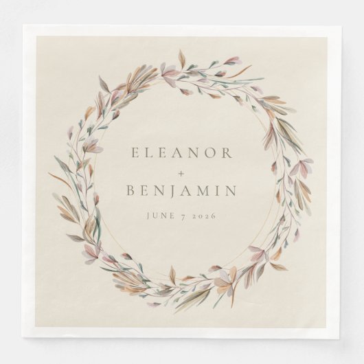 Stilvolle rustikale Groß-Botanische Braut Serviette (Vorderseite)