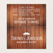 Stilvolle rustikale hölzerne Barbier Shop Visitenkarten (Außenseite Aufgefaltet)