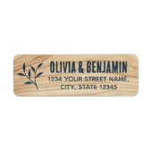 Stilvolle Rustikale Leaf Woodgrain Blaue Rücksende (Vorne)