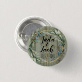 Stilvolle Rustikale Leafy Wreath Wedding Button (Vorne & Hinten)