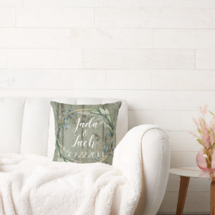 Stilvolle Rustikale Leafy Wreath Wedding Kissen