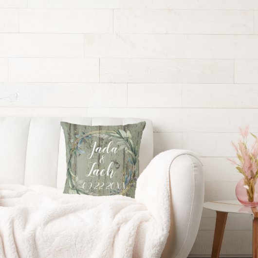 Stilvolle Rustikale Leafy Wreath Wedding Kissen (Liege)