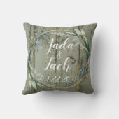 Stilvolle Rustikale Leafy Wreath Wedding Kissen (Rückseite)