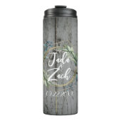 Stilvolle Rustikale Leafy Wreath Wedding Thermal T Thermosbecher (Vorderseite)