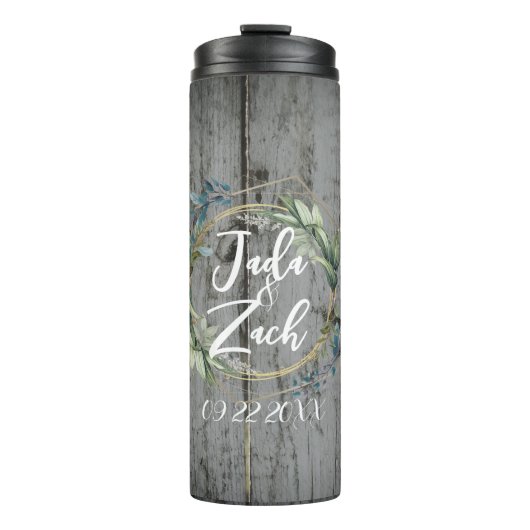 Stilvolle Rustikale Leafy Wreath Wedding Thermal T Thermosbecher (Vorderseite)
