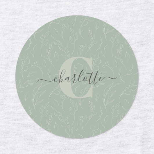 Stilvolle rustikale Seite Grün botanische Flora Na Etiketten (Design 1)