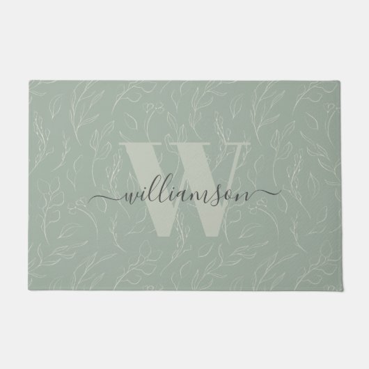 Stilvolle rustikale Seite Grün botanische Flora Na Fußmatte (Vorderseite)