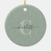 Stilvolle rustikale Seite Grün botanische Flora Na Keramik Ornament (Hinten)