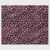 Stilvolle Safari mit Lila- & Goldleopard-Spots Geschenkpapier (Flach)