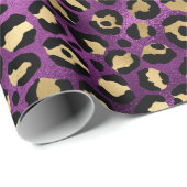 Stilvolle Safari mit Lila- & Goldleopard-Spots Geschenkpapier (Rolleneckpunkt)