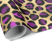Stilvolle Safari mit Lila- & Goldleopard-Spots Geschenkpapier (Rolleneckpunkt)