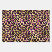 Stilvolle Safari mit Lila- & Goldleopard-Spots Geschenkpapier Set (Vorderseite)
