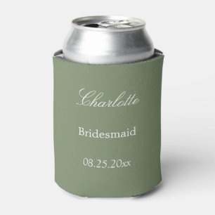 Stilvolle Sage Green Bridesmaid Favor Can Cooler Dosenkühler