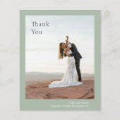 Stilvolle Sage Green Budget Wedding Danke Card (Vorderseite)